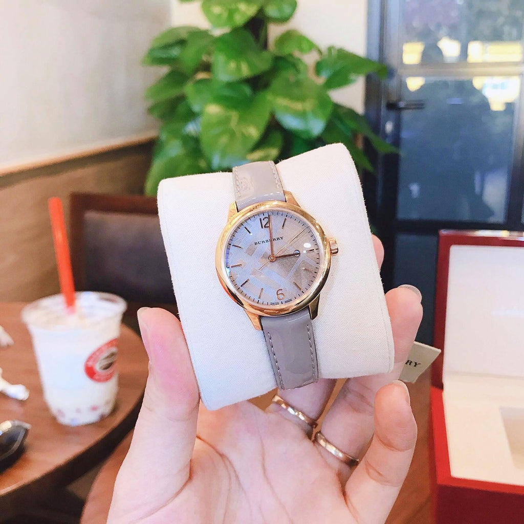 Burberry The Classic Quartz Grey Dial Grey Leather Strap Watch For Women - BU10119 Buy Now By Burberry
