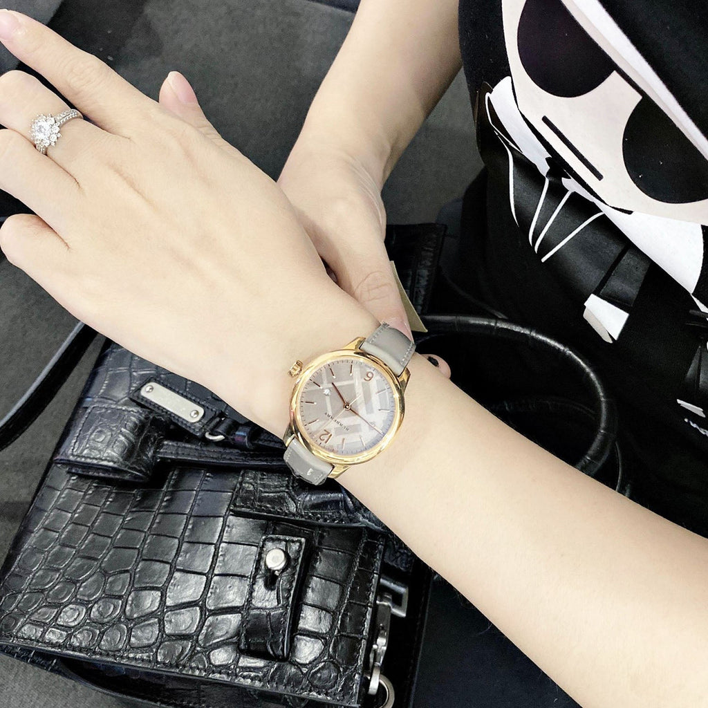 Burberry The Classic Quartz Grey Dial Grey Leather Strap Watch For Women - BU10119 Buy Now By Burberry