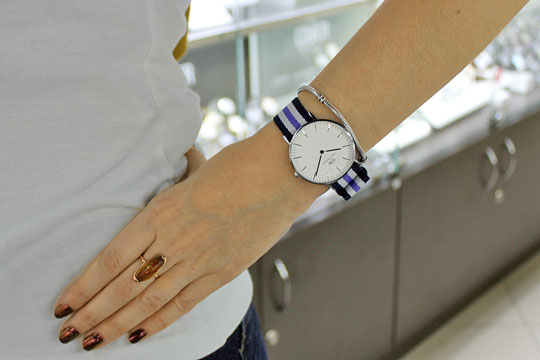 Daniel Wellington Classic Trinity White Dial Three Tone Nylon Strap Watch For Women - 0609DW Buy Now By Daniel Wellington