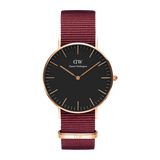 Daniel Wellington Classic Roselyn Black Dial Maroon Nylon Strap Watch For Women - DW00100273 Buy Now By Daniel Wellington