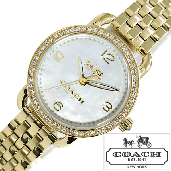 Coach Delancey Mother of Pearl Dial Gold Steel Strap Watch for Women - 14502478 Buy Now By Coach