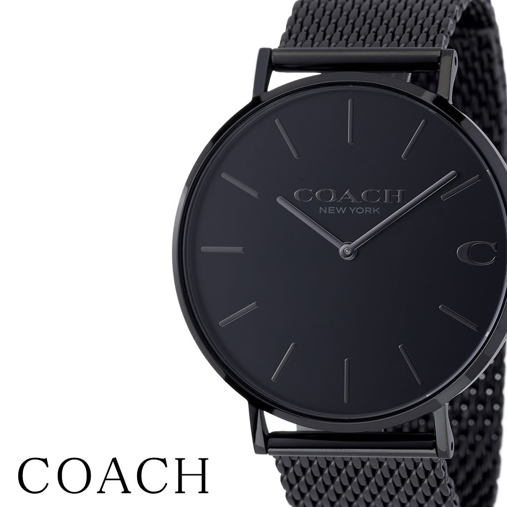 Coach Charles Black Dial Black Mesh Bracelet Watch for Men - 14602148 Buy Now By Coach