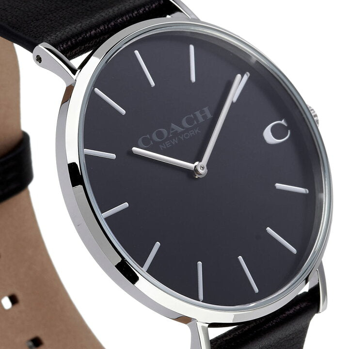 Coach Charles Black Dial Black Leather Strap Watch for Men - 14602149 Buy Now By Coach