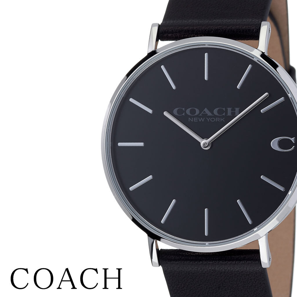 Coach Charles Black Dial Black Leather Strap Watch for Men - 14602149 Buy Now By Coach