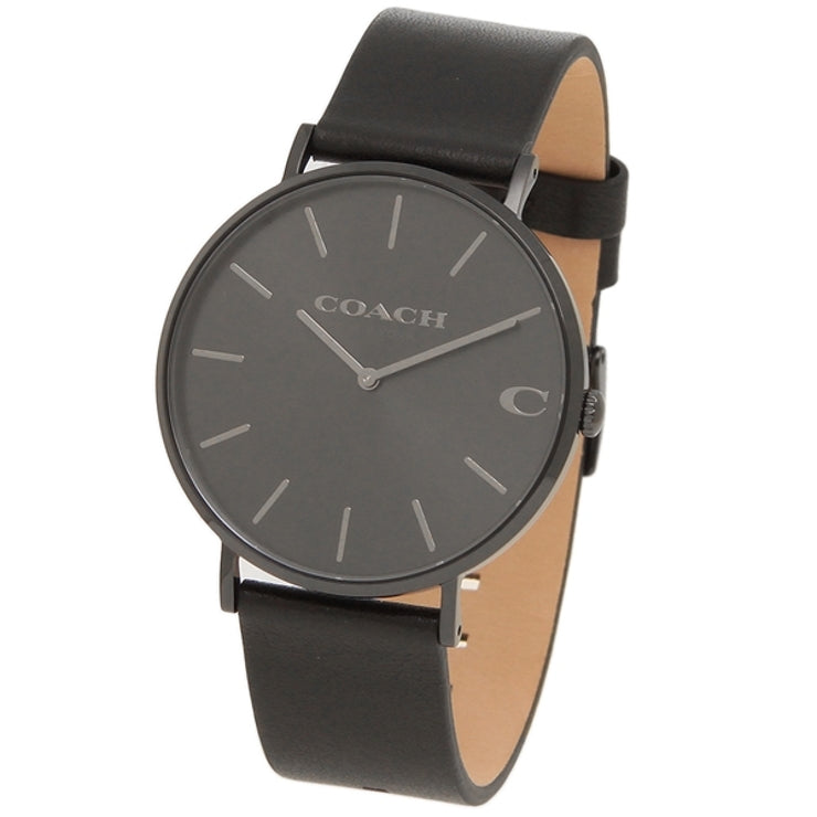 Coach Charles Black Dial Black Leather Strap Watch for Men - 14602434 Buy Now By Coach