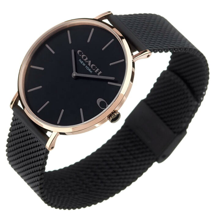 Coach Charles Black Ion Dial Black Mesh Bracelet Watch for Men - 14602470 Buy Now By Coach