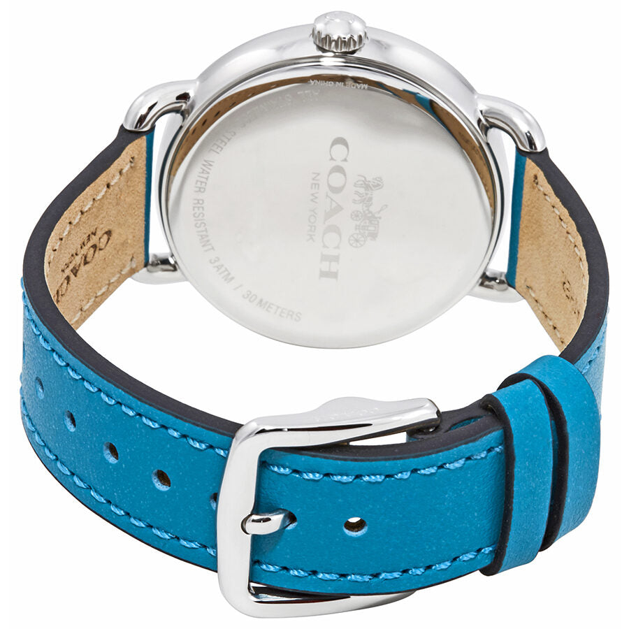 Coach Delancey White Dial Turquoise Leather Strap Watch for Women - 14502884 Buy Now By Coach
