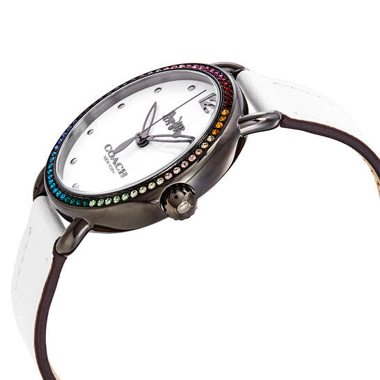 Coach Delancey Crystals White Dial White Leather Strap Watch For Women - 14502888 Buy Now By Coach