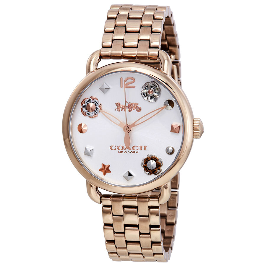 Coach Delancey White Dial Rose Gold Steel Strap Watch for Women - 14502811 Buy Now By Coach