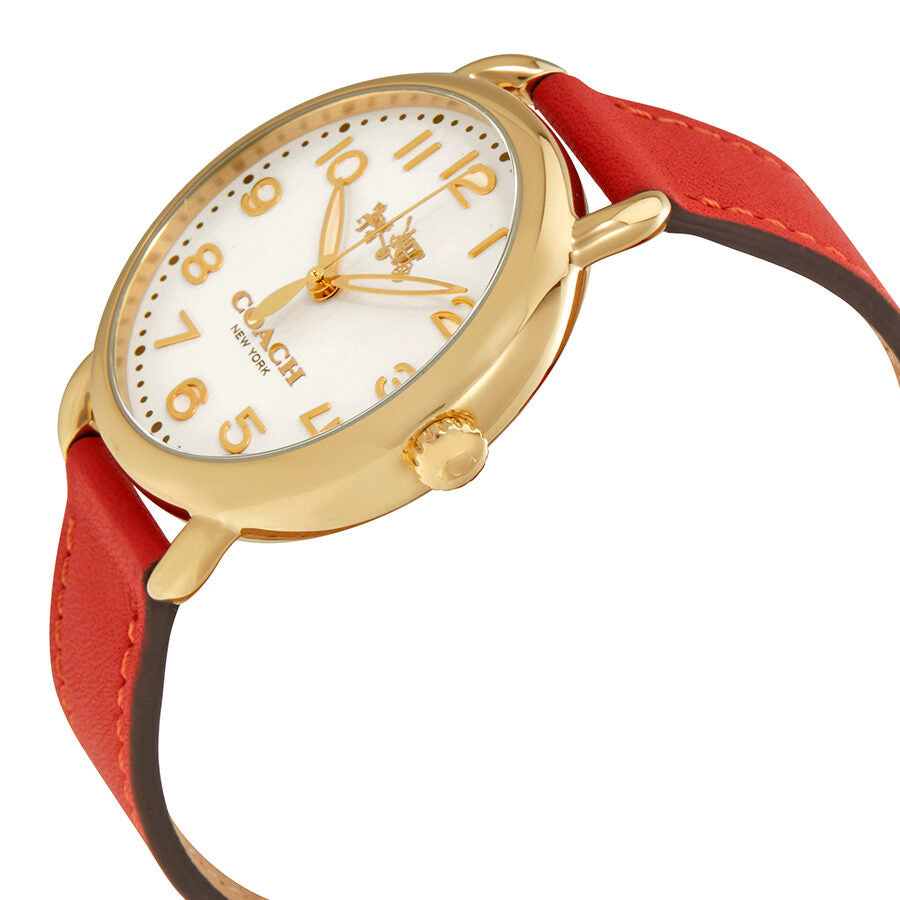 Coach Delancey Ivory Dial Orange Leather Strap Watch for Women - 14502719 Buy Now By Coach