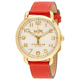 Coach Delancey Ivory Dial Orange Leather Strap Watch for Women - 14502719 Buy Now By Coach