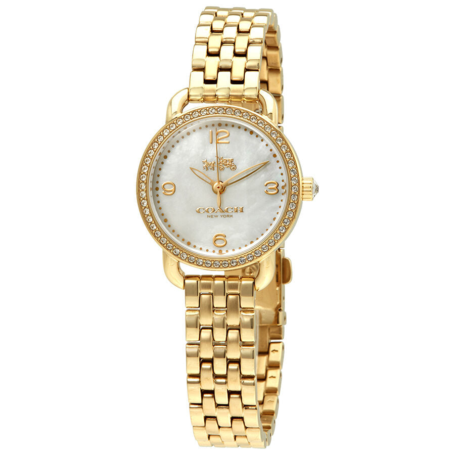 Coach Delancey Mother of Pearl Dial Gold Steel Strap Watch for Women - 14502478 Buy Now By Coach