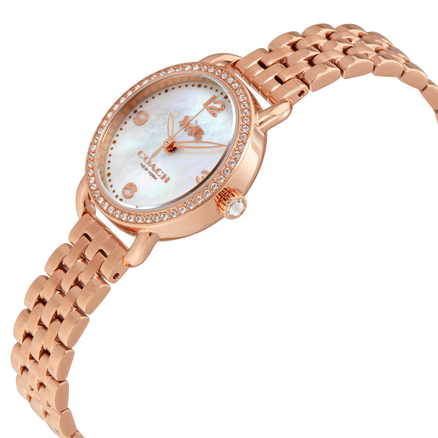 Coach Delancey Mother of Pearl White Dial Rose Gold Steel Strap Watch for Women - 14502479 Buy Now By Coach