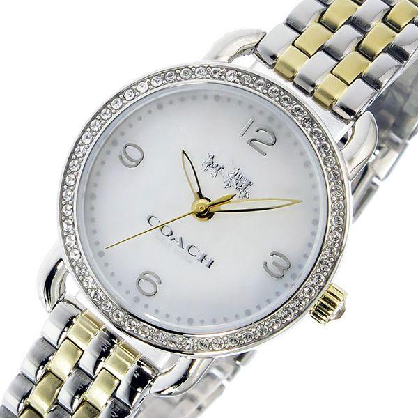 Coach Delancey Mother of Pearl White Dial Two Tone Steel Strap Watch for Women - 14502480 Buy Now By Coach