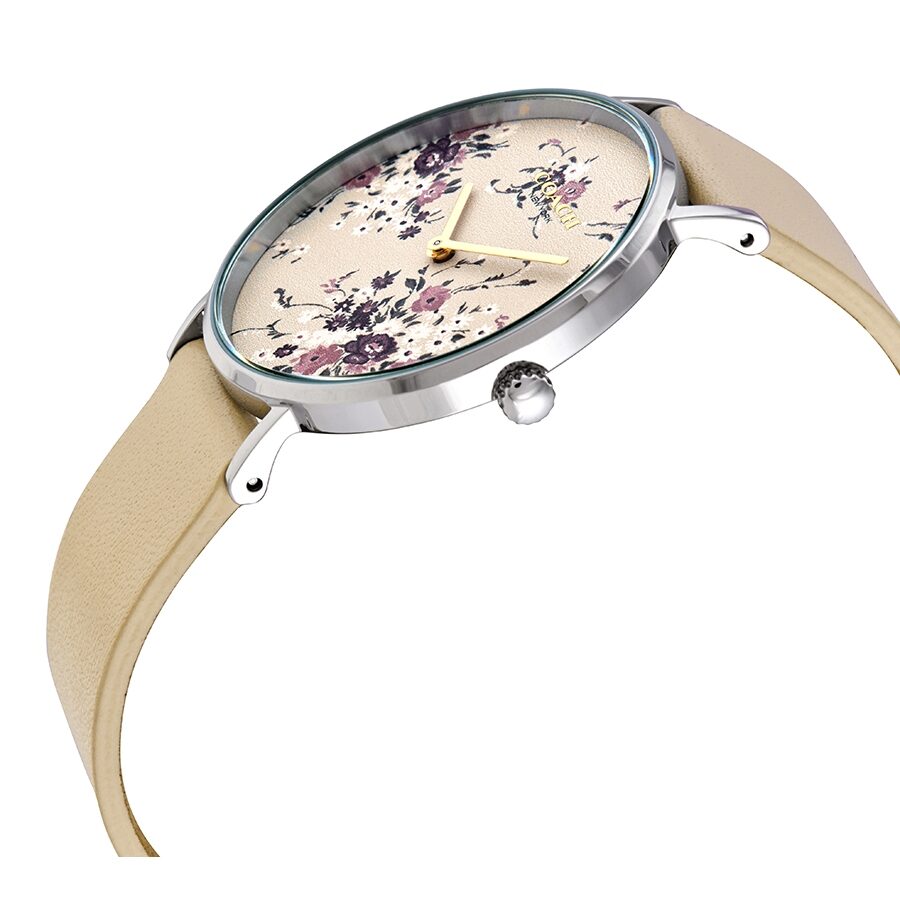 Coach Perry Beige Floral Dial Beige Leather Strap Watch for Women - 14503293 Buy Now By Coach