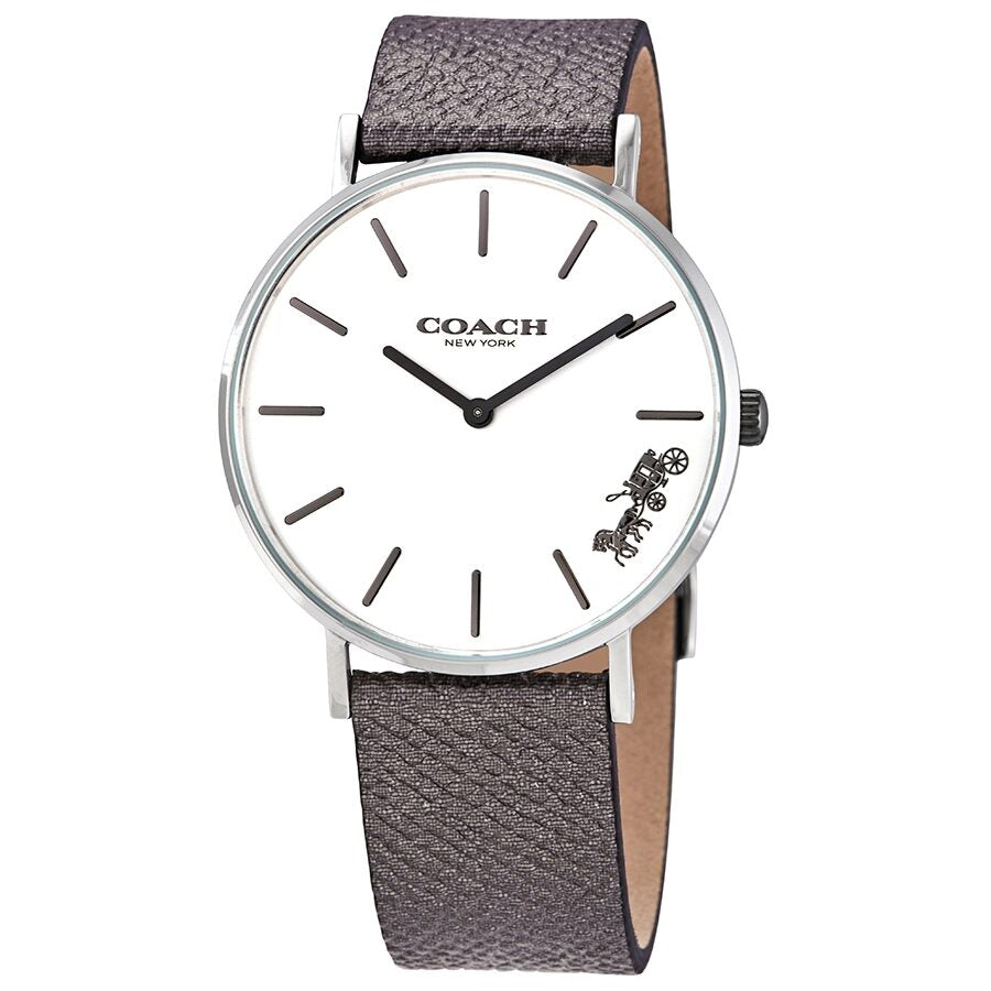 Coach Perry White Dial Grey Leather Strap Watch for Women - 14503155 Buy Now By Coach