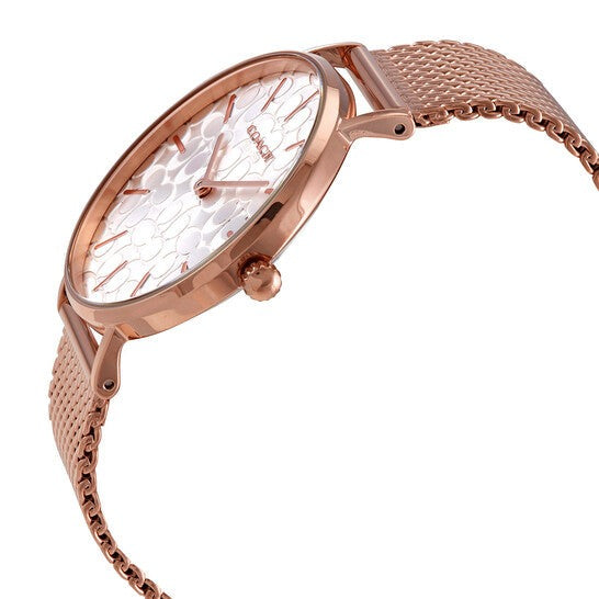Coach Perry Silver Dial Rose Gold Mesh Bracelet Watch for Women - 14503386 Buy Now By Coach