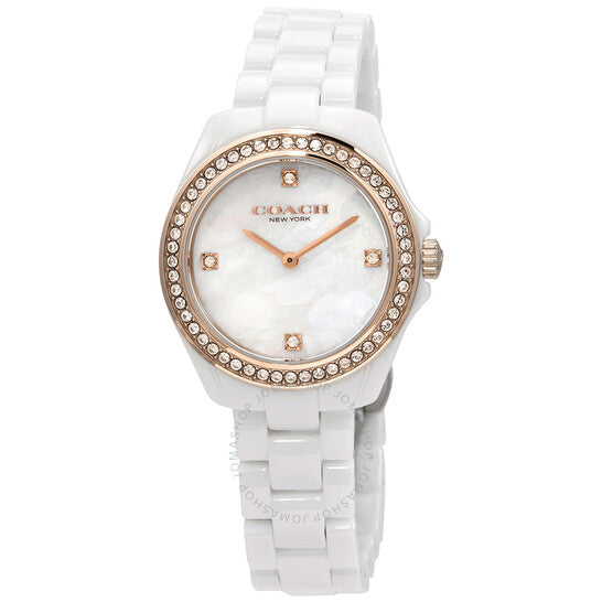 Coach Preston Mother of Pearl White Dial White Steel Strap Watch for Women - 14503662 Buy Now By Coach