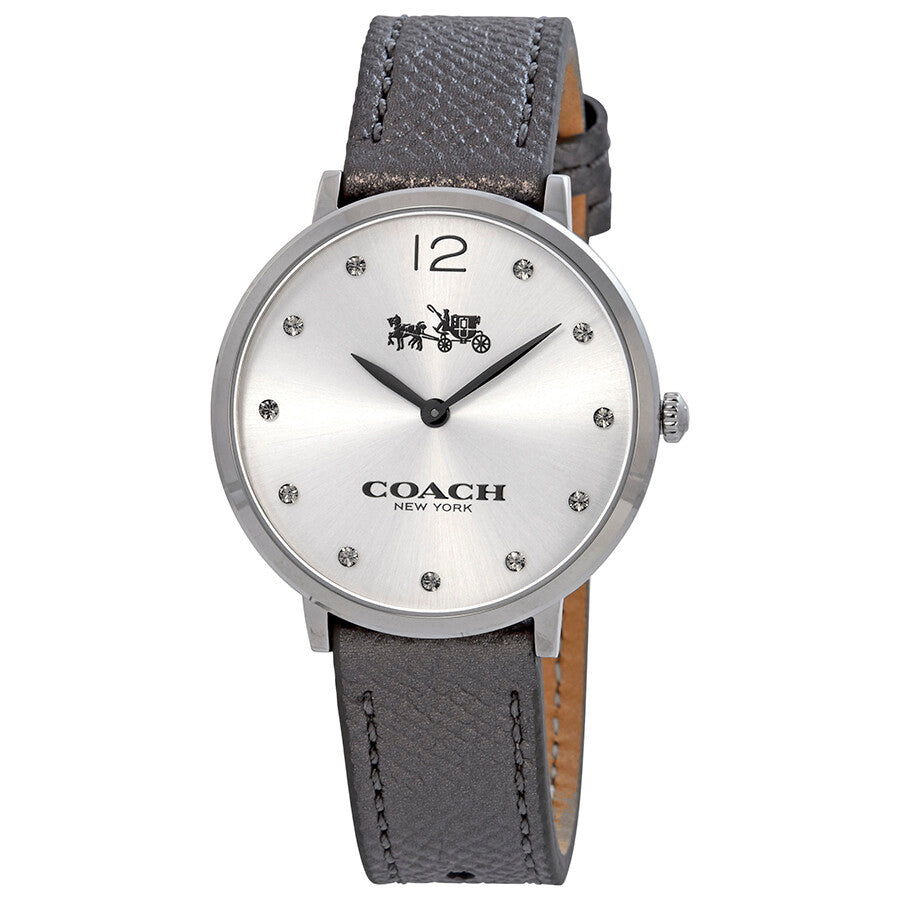 Coach Slim Easton Silver Dial Grey Leather Strap Watch for Women - 14502686 Buy Now By Coach