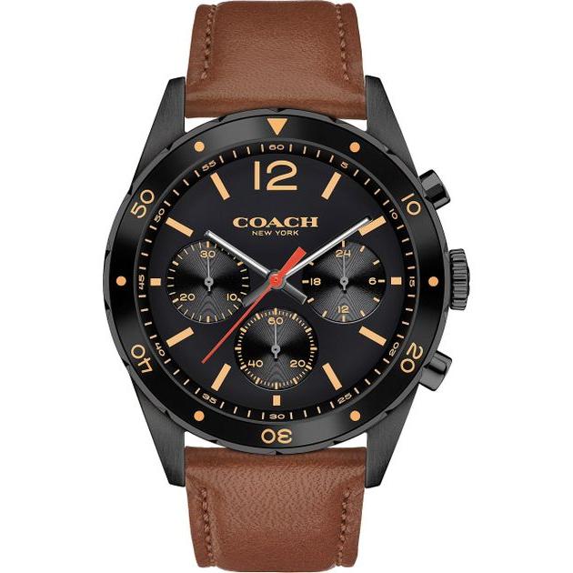 Coach Sullivan Chronograph Black Dial Brown Leather Strap Watch for Men - 14602070 Buy Now By Coach