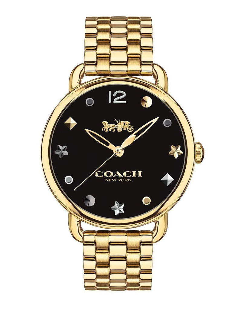 Coach Delancey Black Dial Gold Steel Strap Watch for Women - 14502813 Buy Now By Coach