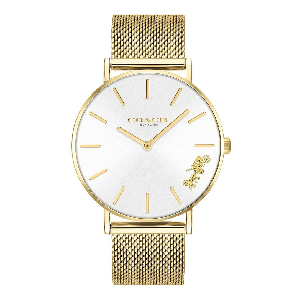 Coach Perry White Dial Gold Mesh Bracelet Watch for Women - 14503125 Buy Now By Coach