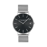 Coach Charles Black Dial Silver Mesh Bracelet Watch for Men - 14602144 Buy Now By Coach