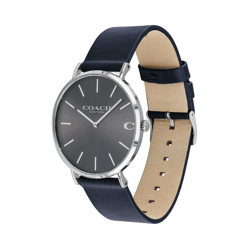 Coach Charles Grey Dial Black Leather Strap Watch for Men - 14602150 Buy Now By Coach