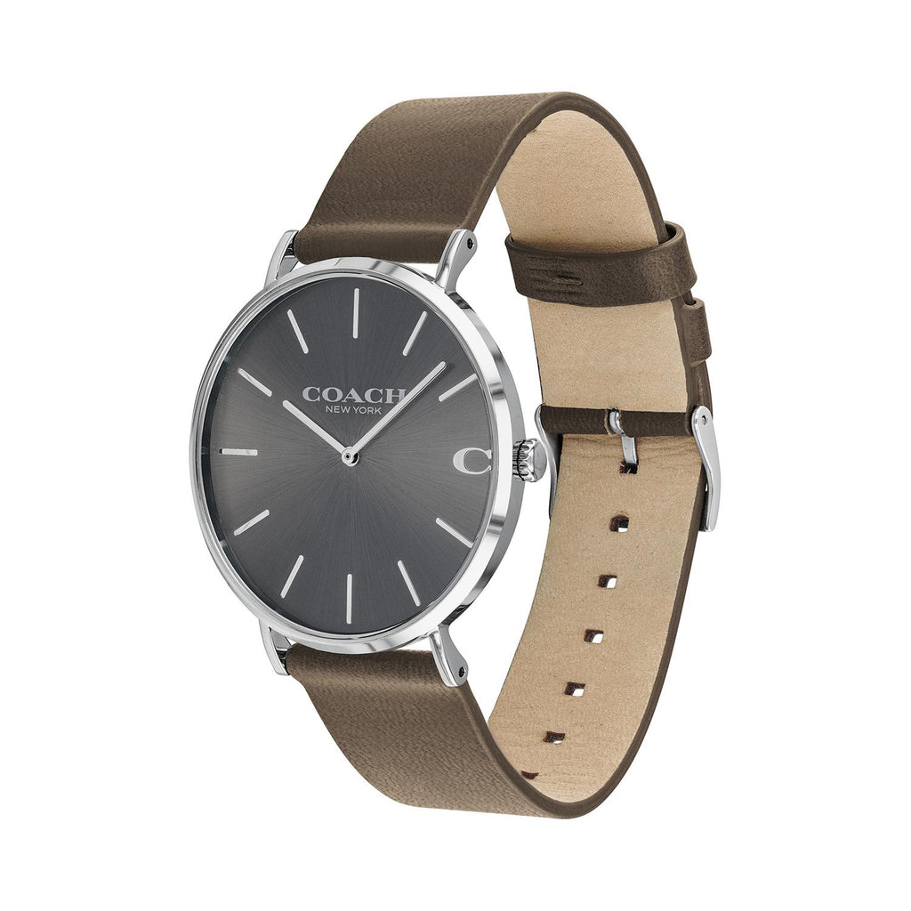 Coach Charles Grey Dial Brown Leather Strap Watch for Men - 14602153 Buy Now By Coach