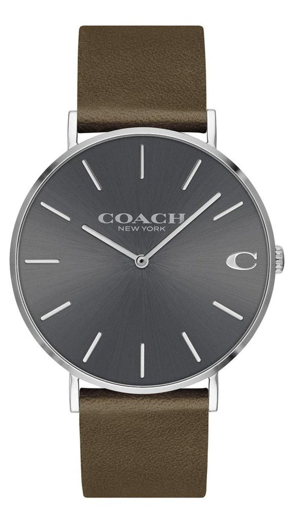 Coach Charles Grey Dial Brown Leather Strap Watch for Men - 14602153 Buy Now By Coach