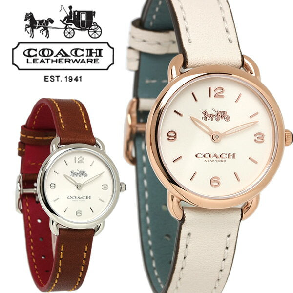 Coach Delancey Slim Cream Dial Brown Leather Strap Watch For Women - 14502789 Buy Now By Coach