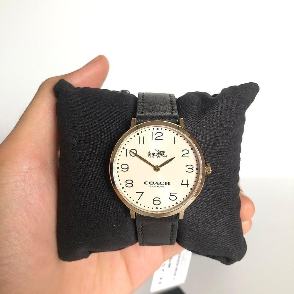 Coach Slim Easton White Dial Black Leather Strap Watch for Women - 14502683 Buy Now By Coach