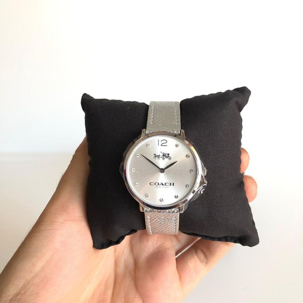 Coach Slim Easton Silver Dial Silver Leather Strap Watch for Women - 14502685 Buy Now By Coach