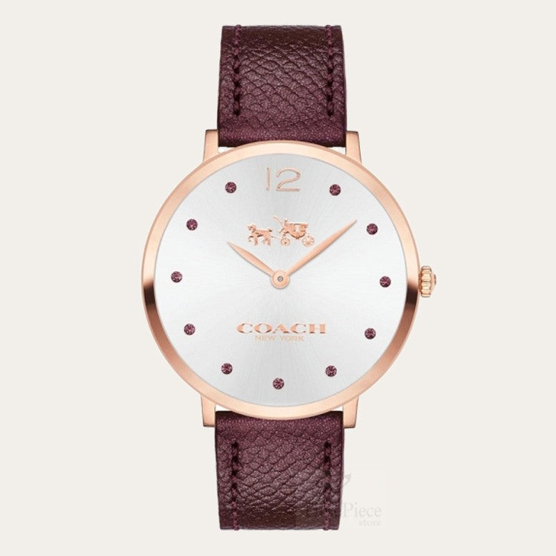 Coach Slim Easton Silver Dial Brown Leather Strap Watch for Women - 14502694 Buy Now By Coach