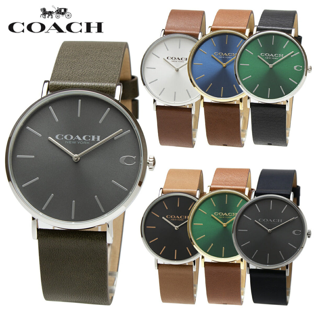 Coach Charles Green Dial Brown Leather Strap Watch for Men - 14602435 Buy Now By Coach