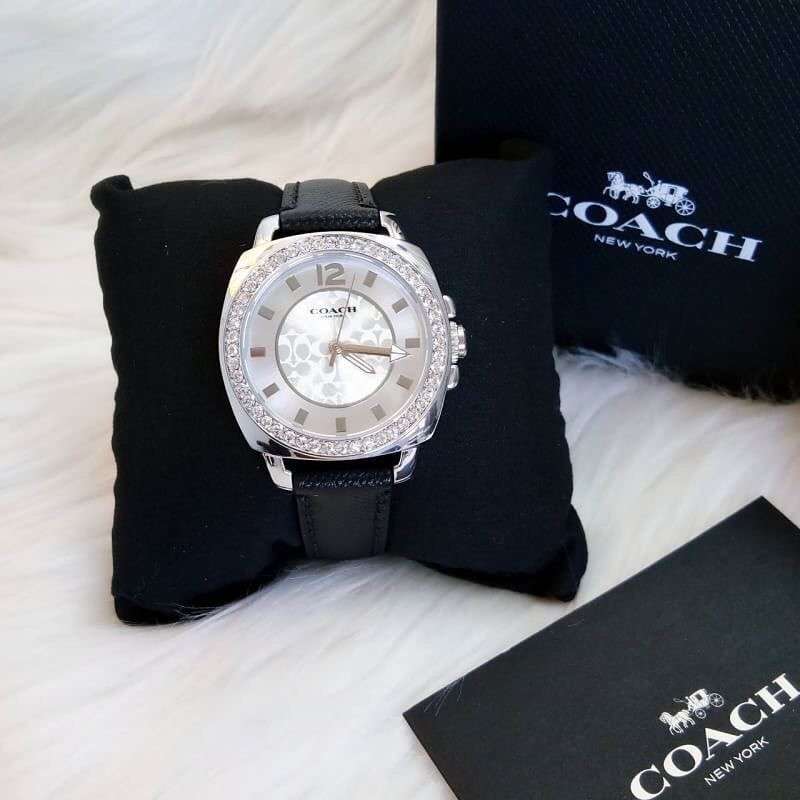 Coach Boyfriend Silver Dial Black Leather Strap Watch for Women - 14503152 Buy Now By Coach