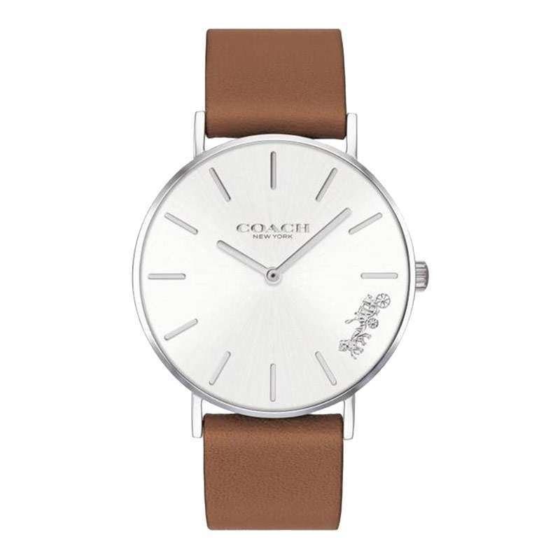 Coach Perry Silver Dial Brown Leather Strap Watch for Women - 14503120 Buy Now By Coach