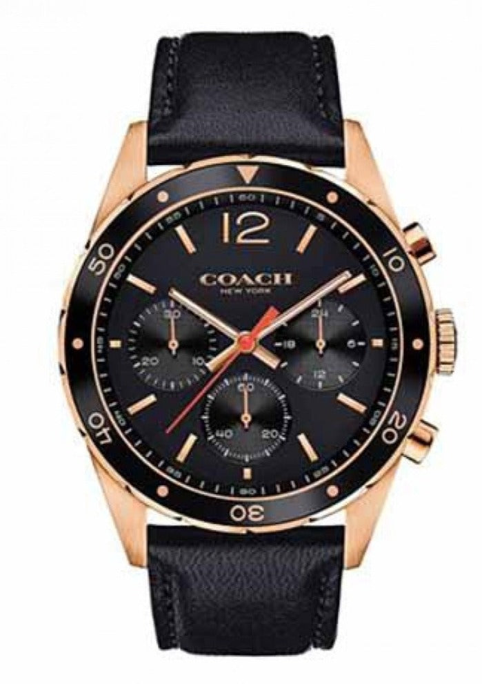Coach Sullivan Chronograph Black Dial Black Leather Strap Watch for Men - 14602087 Buy Now By Coach