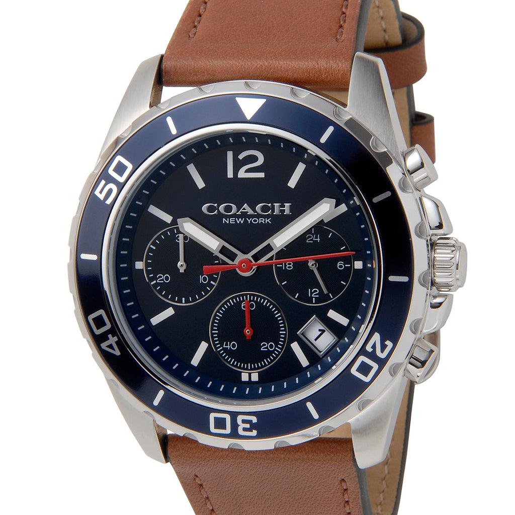 Coach Kent Chronograph Blue Dial Brown Leather Strap Watch for Men - 14602560 Buy Now By Coach