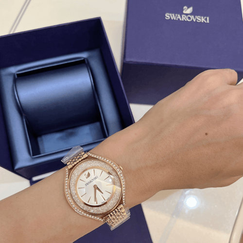 Swarovski Crystalline Aura Silver Dial Beige Leather Strap Watch for Women - 5519450 Buy Now By Swarovski