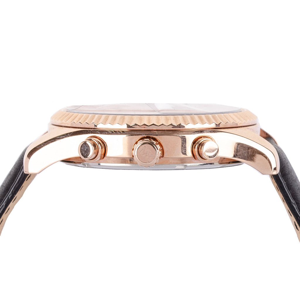 Michael Kors Lexington Chronograph Rose Gold Dial Black Leather Strap Watch For Men - MK8516 Buy Now By Michael Kors