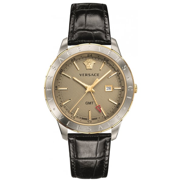 Versace Univers Beige Dial Black Leather Strap Watch for Men - VEBK00218 Buy Now By Versace