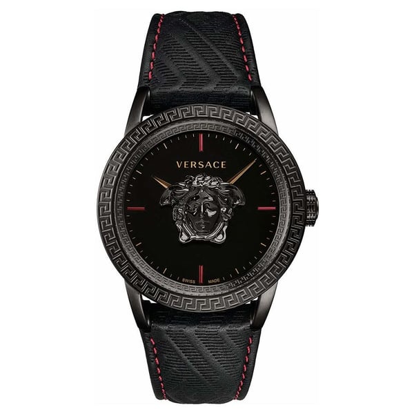 Versace Palazzo Empire Black Dial Black Leather Strap Watch for Men - VERD00218 Buy Now By Versace