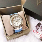 Guess Limelight Crystals White Dial Blue Rubber Strap Watch for Women - W1053L5 Buy Now By Guess