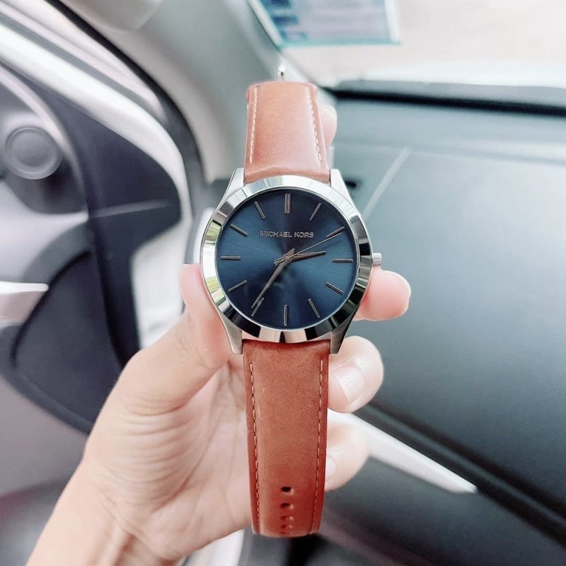 Michael Kors Slim Runway Analog Blue Dial Brown Leather Strap Watch For Men - MK8508 Buy Now By Michael Kors