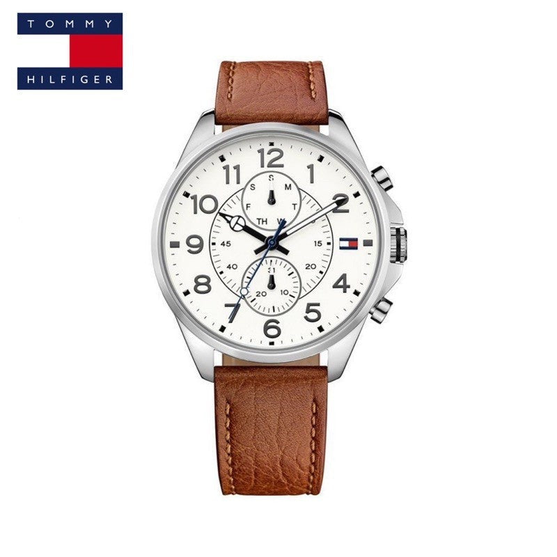 Tommy Hilfiger Dean Quartz Multifunction White Dial Brown Leather Strap Watch for Men - 1791274 Buy Now By Tommy Hilfiger