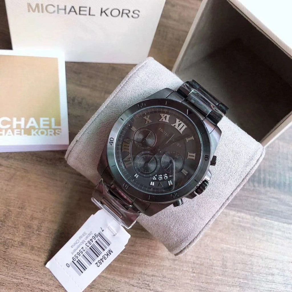 Michael Kors Brecken Chronograph Black Dial Black Steel Strap Watch For Men - MK8482 Buy Now By Michael Kors