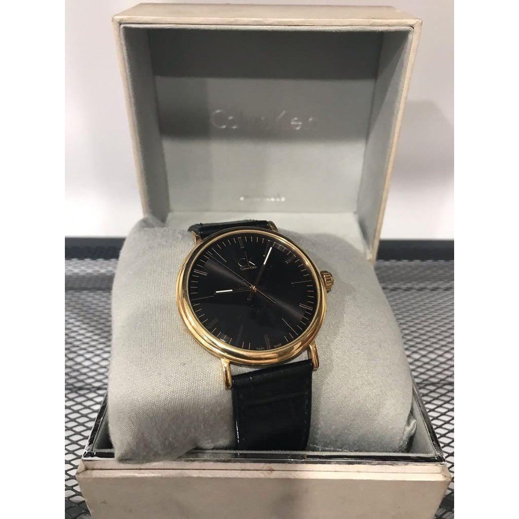 Calvin Klein Surround Black Dial Black Leather Strap Watch for Men - K3W216C1 Buy Now By Calvin Klein