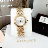Versace V-Flare Quartz Silver Dial Gold Steel Strap Watch for Women - VEBN00718 Buy Now By Versace