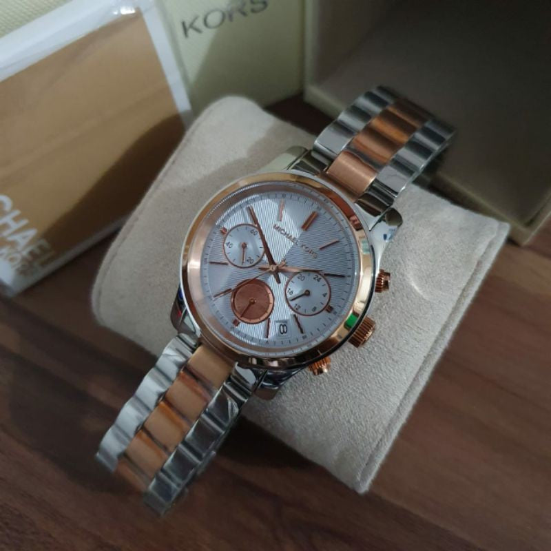 Michael Kors Runway Chronograph Blue Dial Two Tone Steel Strap Watch For Women - MK6166 Buy Now By Michael Kors